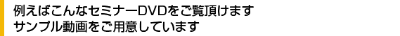 例えばこんなセミナーDVDをご覧頂けます。サンプル動画もご用意しています