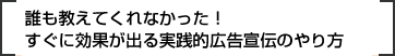 誰も教えてくれなかった！すぐに効果が出る実践的広告宣伝のやり方